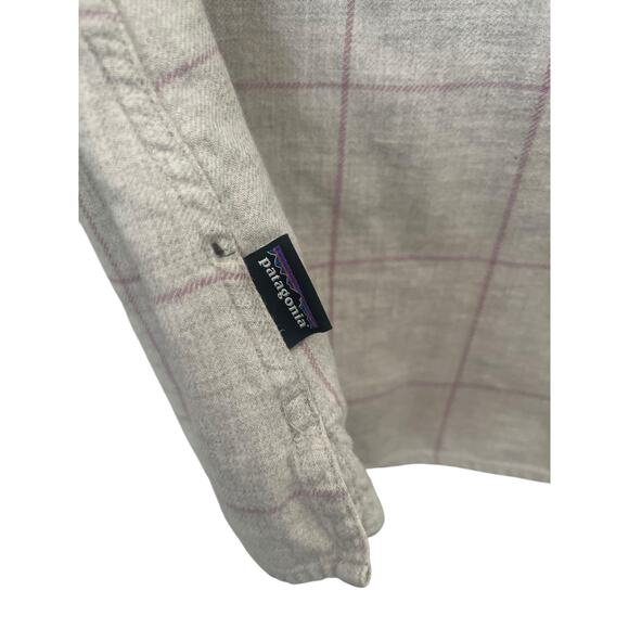 PATAGONIA WOMENS LONG SLEEVE BUTTON DOWN SHIRT CREAM AND PINK SIZE 2 - Picture 7 of 13